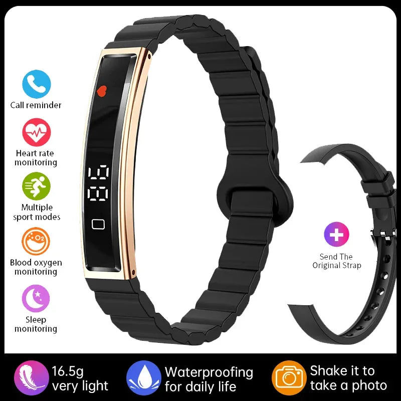 Black Actyraxer Tracker Braceletr with rose gold accent on a white background, featuring LIGE branding.