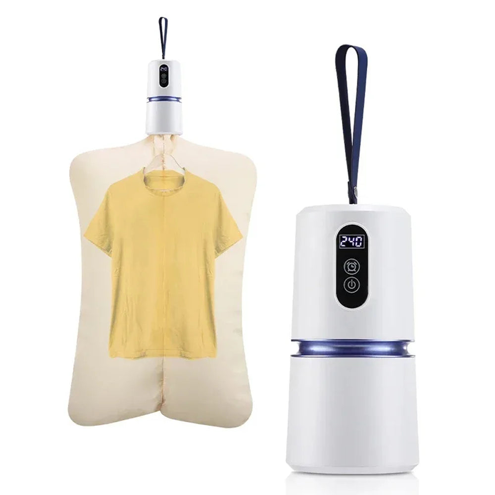 AeroDray Portable Clothes Dryer with a mannequin wearing a yellow shirt on a white background