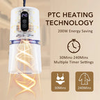 PTC heating technology AeroDray Portable Clothes Dryer with energy saving features and timer settings on a beige background