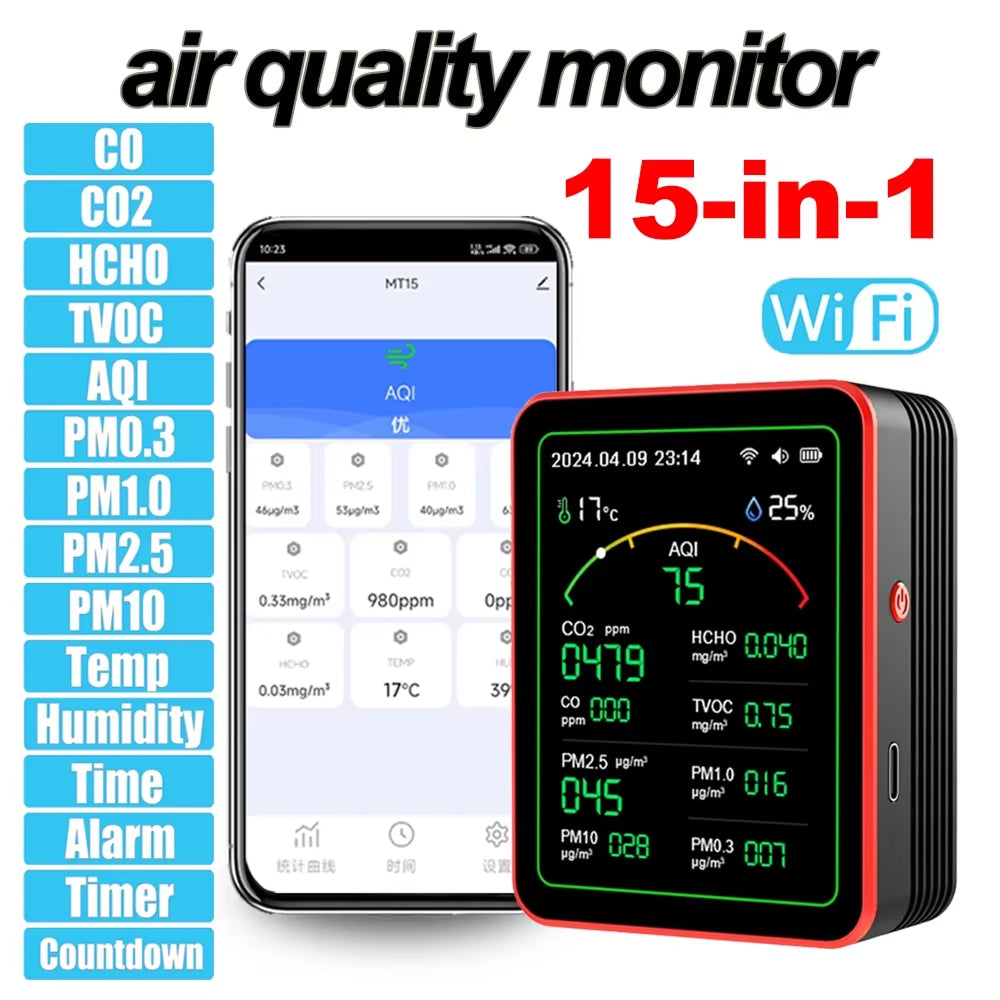 Airnovad with digital display and smartphone app on a white background