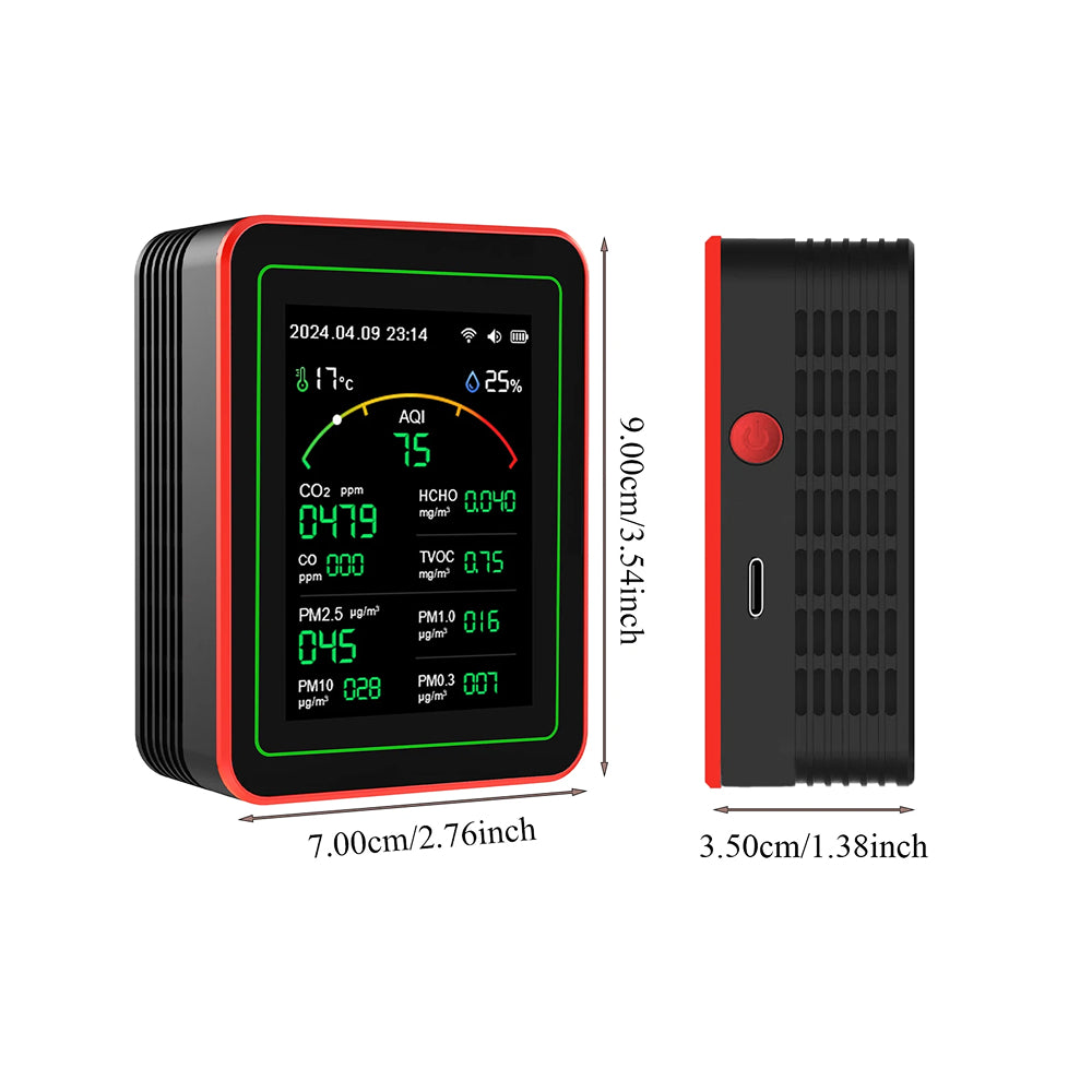 Airnovad quality monitor with dimensions displayed on a white background