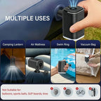 Hand using AiroFilli Ultra-Compact 3-in-1 Air Pump with multiple uses displayed on screen