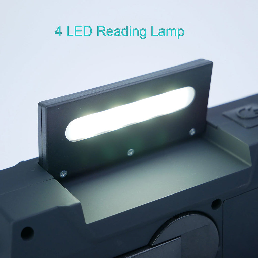 AlerSkyo Battery Radio 4 LED Reading Lamp on a product with a light blue background