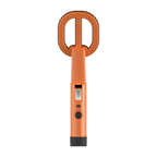 An orange  AquaFindi Underwater Metal Detector  with a split-prong head and a small digital display on the handle, shown against a plain white background.