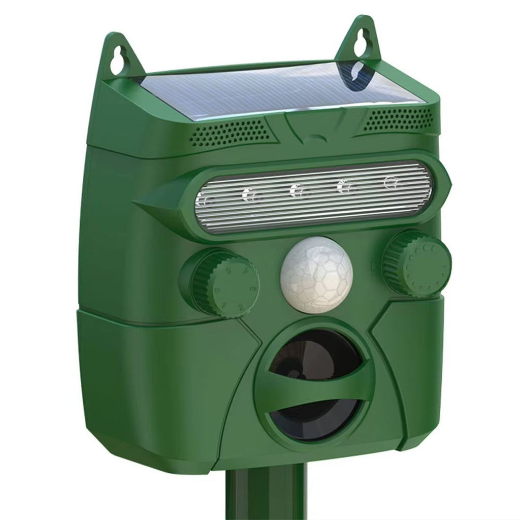 AviGuard Seagull Deterrent with solar panel and motion sensor on a white background