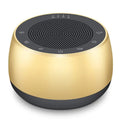 BowLunex Singing Bowl Machine with a metallic gold body and a black top grille and base, shown on a clean white background.