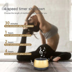 Yoga mat with timer and person meditating in the background showing BowLunex Singing Bowl Machine different times