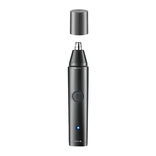 Black electric nose and ear hair trimmer on a white background