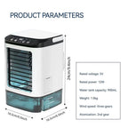 GlaciVyex Portable Air Conditioner with product parameters on a white background