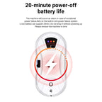 GlovaBoto Window Cleaning Robot with battery life indicator and text about 20-minute power-off battery life on a white background.