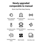 List of features of a GlovaBoto Window Cleaning Robot with icons and text on a white background.