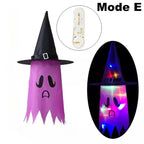 HexWitchi Jack O Lantern with witch hat, showing LED mode on a white background.