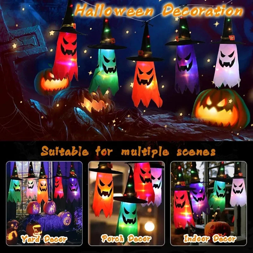 HexWitchi Jack O Lantern with pumpkins and ghosts on a dark background in different set ups