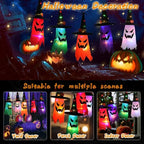 HexWitchi Jack O Lantern with pumpkins and ghosts on a dark background in different set ups