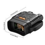 Hutedark Infrared Binoculars with a screen displaying a tiger, showing dimensions on a white background.