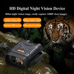 Hutedark Infrared Binoculars device with tiger in the background and different clarities