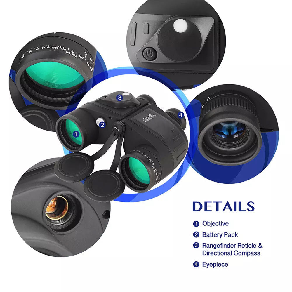 NautixCor Marine Binoculars  with close-up details on a white background