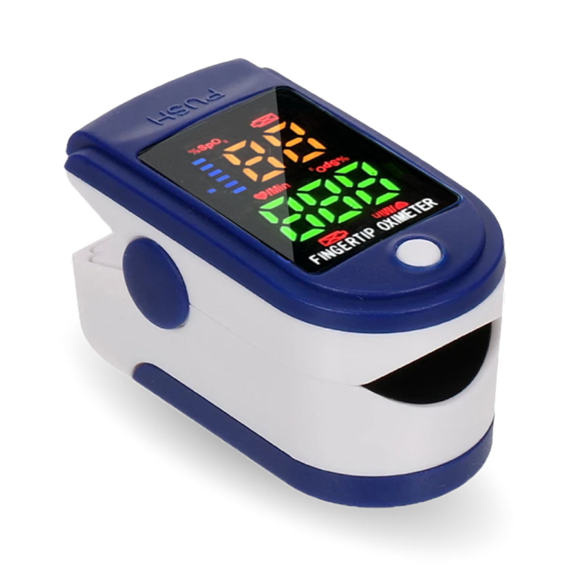 OxiLuny v2 Pulse Oximeter with digital display on a white background