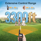 PawGofu Shock Collar with control range display on a grassy field