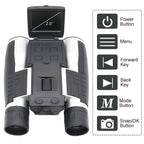 PicScopex Digital Binocular Camera  and control buttons labeled on a white background