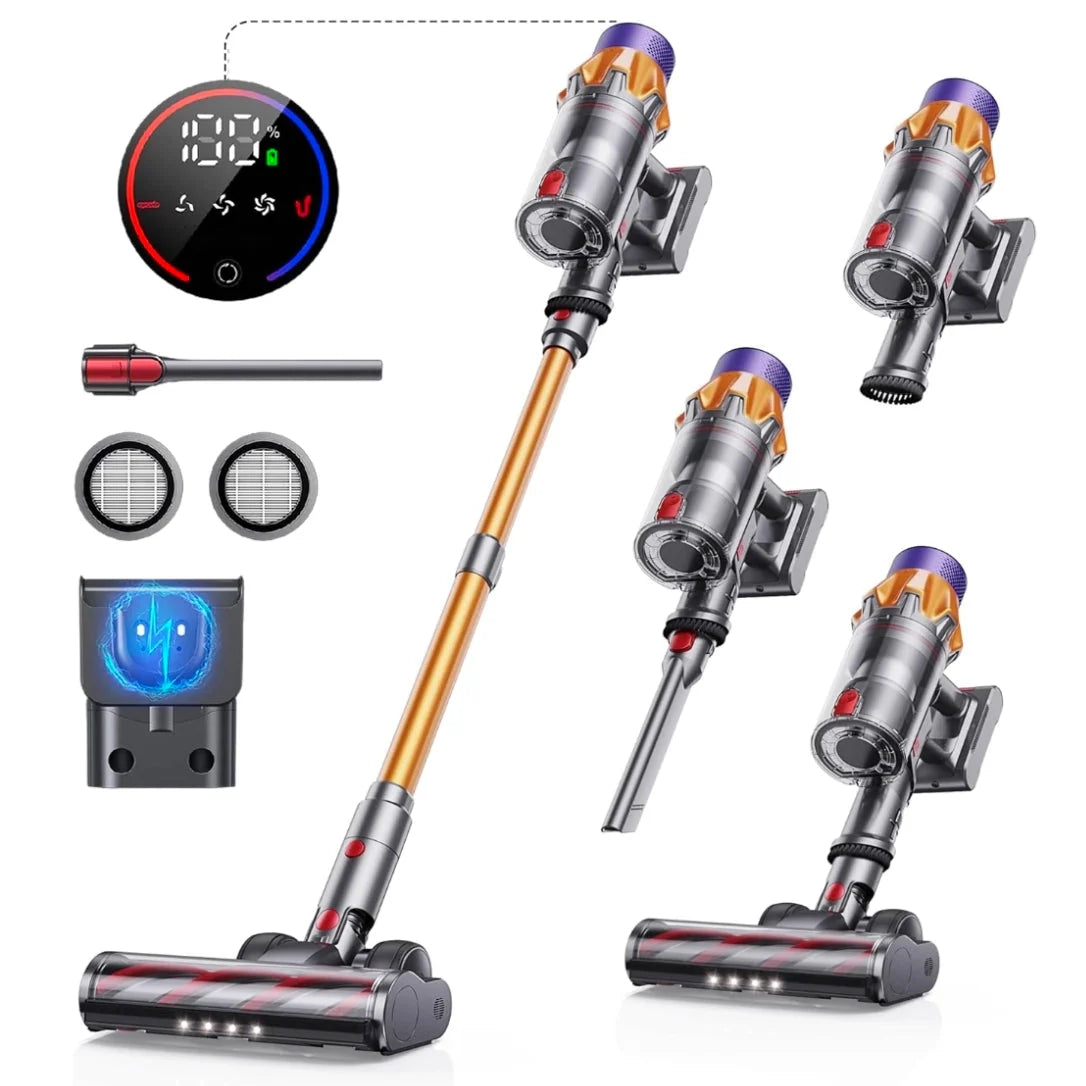 Polaro V18 Cleaner with attachments on a white background