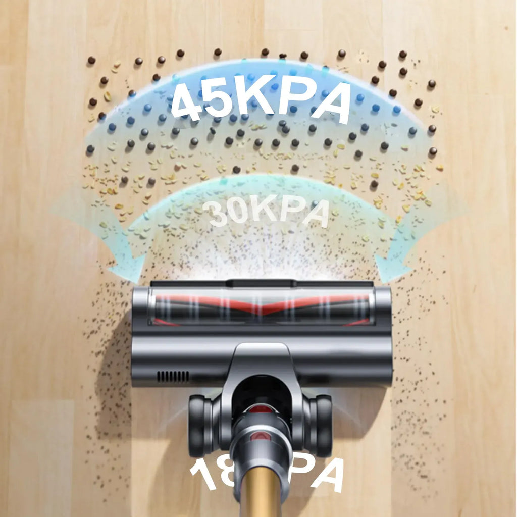 Polaro V18 Vacuum Cleaner head with pressure indicators on a wooden floor