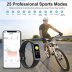 Pulvewat Heart Rate Monitor Watch and phone app on a cyclist with sports modes displayed