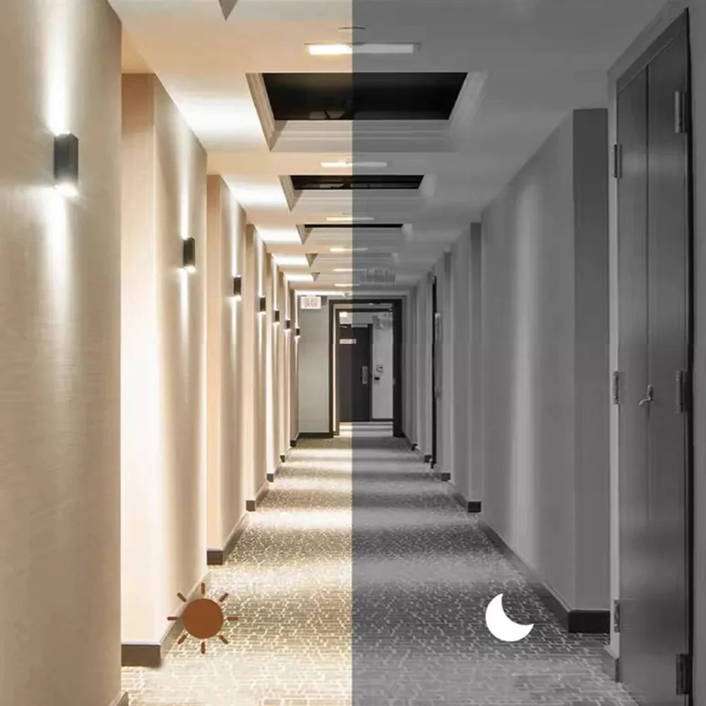 Corridor with light and dark lighting conditions, featuring  PurePeeki Camera Doorbell day and night modes