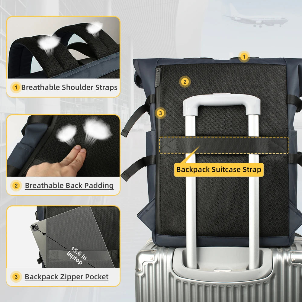  SafeiPack Ultimate Anti-Theft Backpack  with features highlighted on a white background