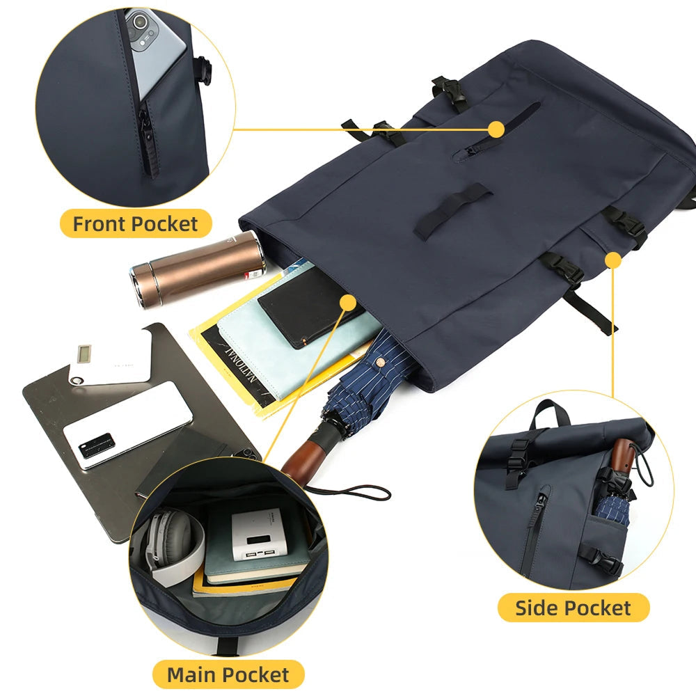 Image showing different pockets on the  SafeiPack Ultimate Anti-Theft Backpack 