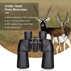 SV206 10x50 SafiSkop Night Vision Binoculars with details on a background of deer.