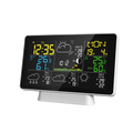 Skyrenux Outdoor Weather Station with clock and weather forecast on a white background