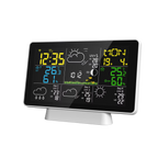 Skyrenux Outdoor Weather Station with clock and weather forecast on a white background