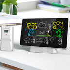 Skyrenux Outdoor Weather Station with digital clock  on a desk