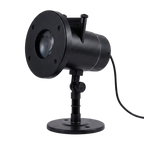 SpookoRay 3D Halloween Light Projector with a circular lens opening, mounted on a adjustable stand with a round base and a visible power cord, shown against a plain white background.