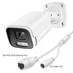 White SpotKamyl Spotlight Camera with power and Ethernet connections on a white background