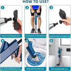 Step-by-step guide on how to use a SwiftPluny High-Pressure Pneumatic Drain Plunger with images and text.