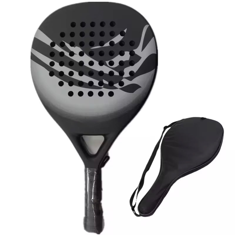 Black and gray Tennisixo Padel Racket on a white background