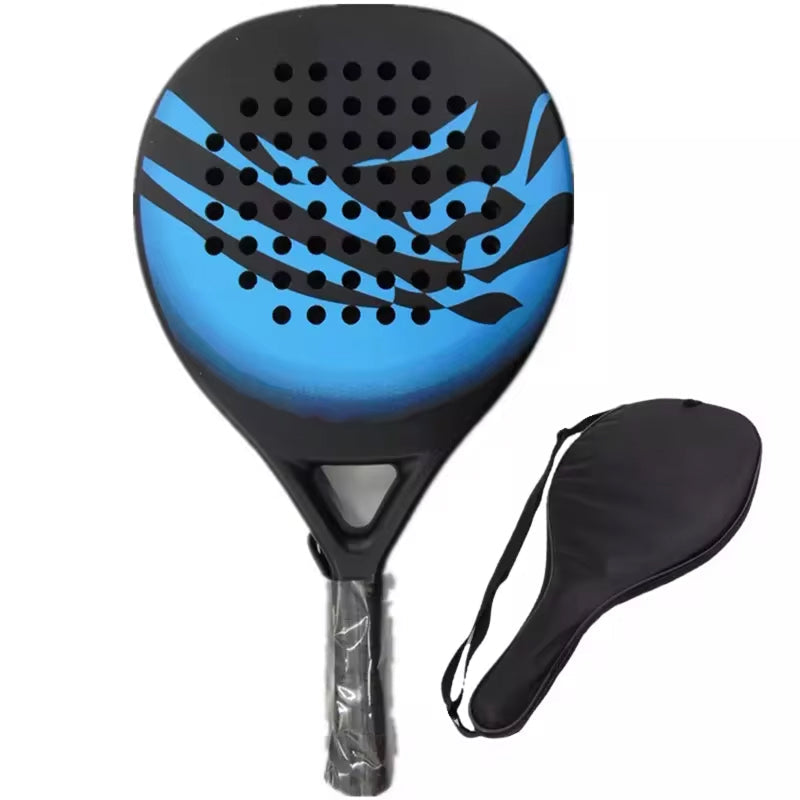 Blue and black Tennisixo Padel Racket with a carrying case on a white background