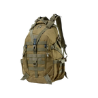 A The Trekorago Hunting Backpack in olive drab green with multiple straps, buckles, and utility loops, shown from a three-quarters angle on a plain white background.