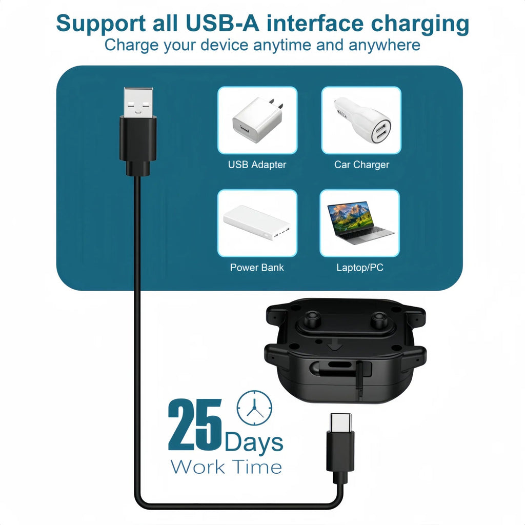 WhisiPaw Dog Anti Bark Collar USB cable with adapter and charging capabilities on a white background