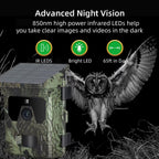 Wildsnap v2 Solar Trail Camera  with owl illustration and text about advanced night vision features.