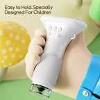 Children's ZoomiWiz HD Kids Microscope with text 'Easy to Hold, Specially Designed For Children' on a light green background