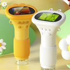 Two colorful ZoomiWiz HD Kids Microscope with screens on a light green background