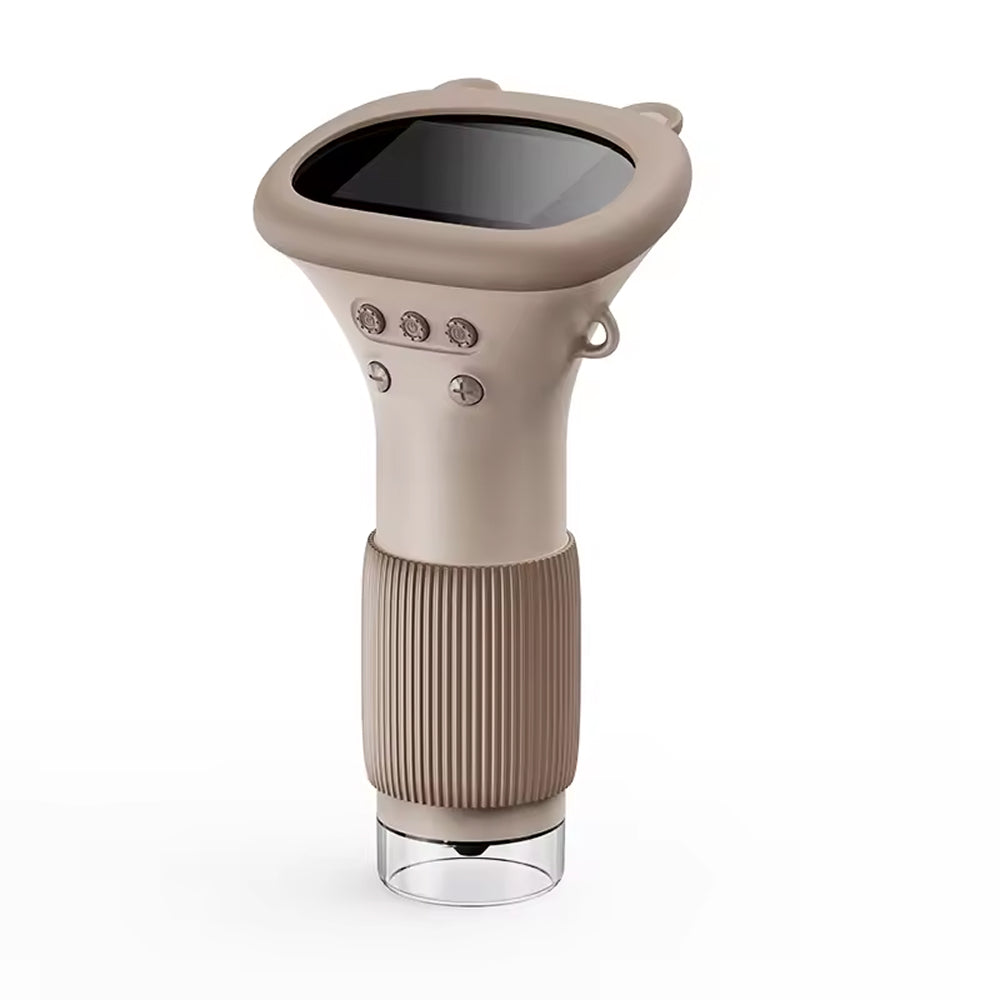 Beige ZoomiWiz HD Kids Microscope with black top on a white background