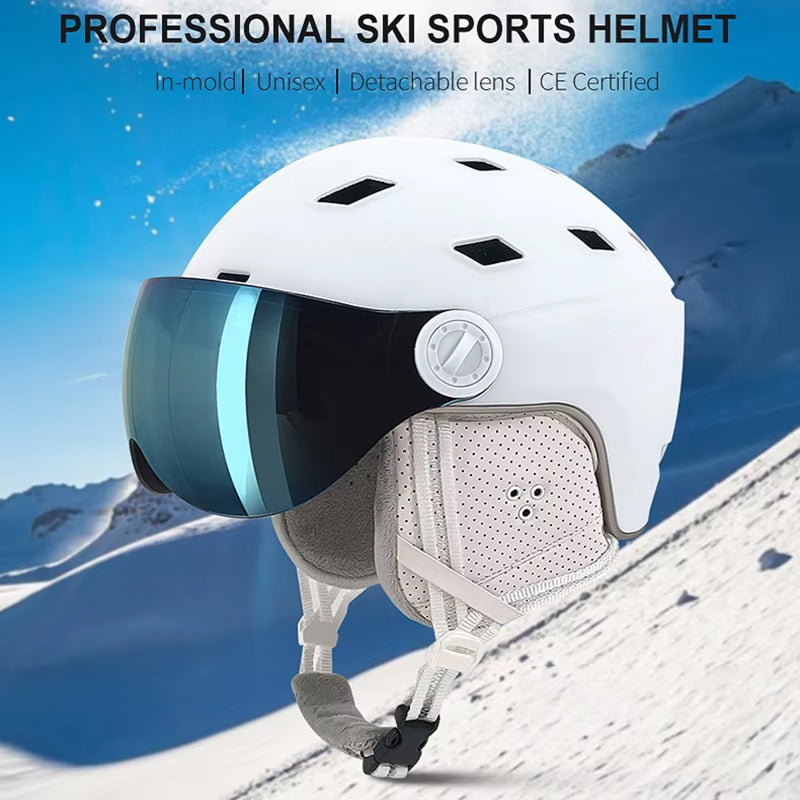 Bastoneux Ski Helmet front view with integrated goggles