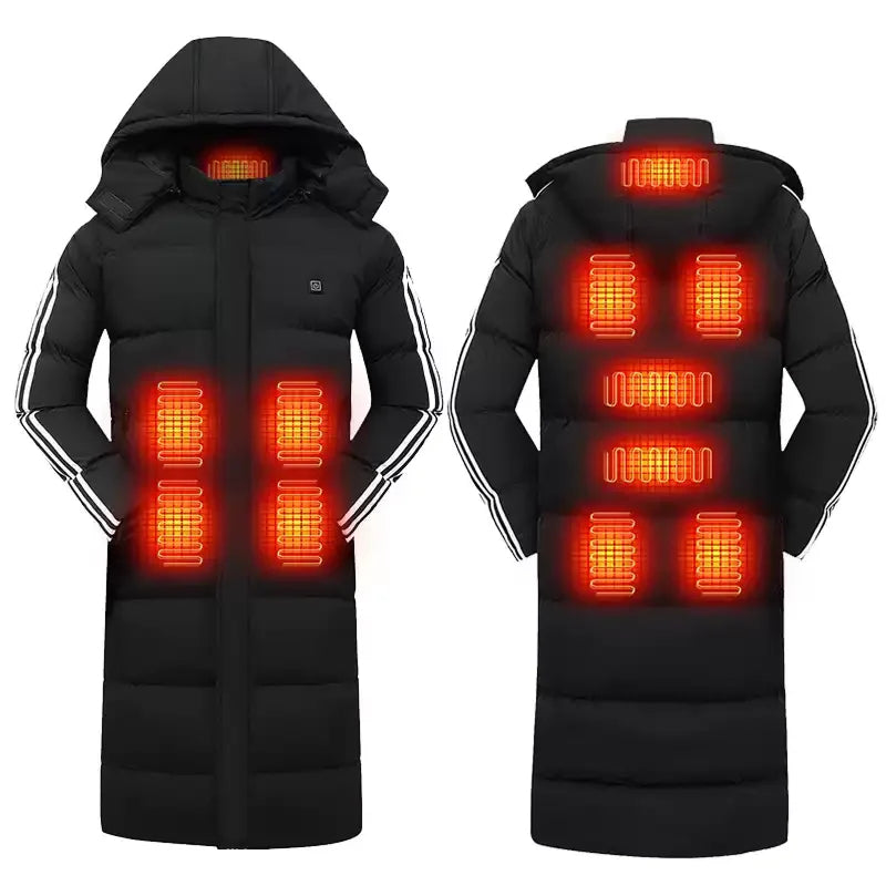 CozyRax Heated Long Coat heat settings