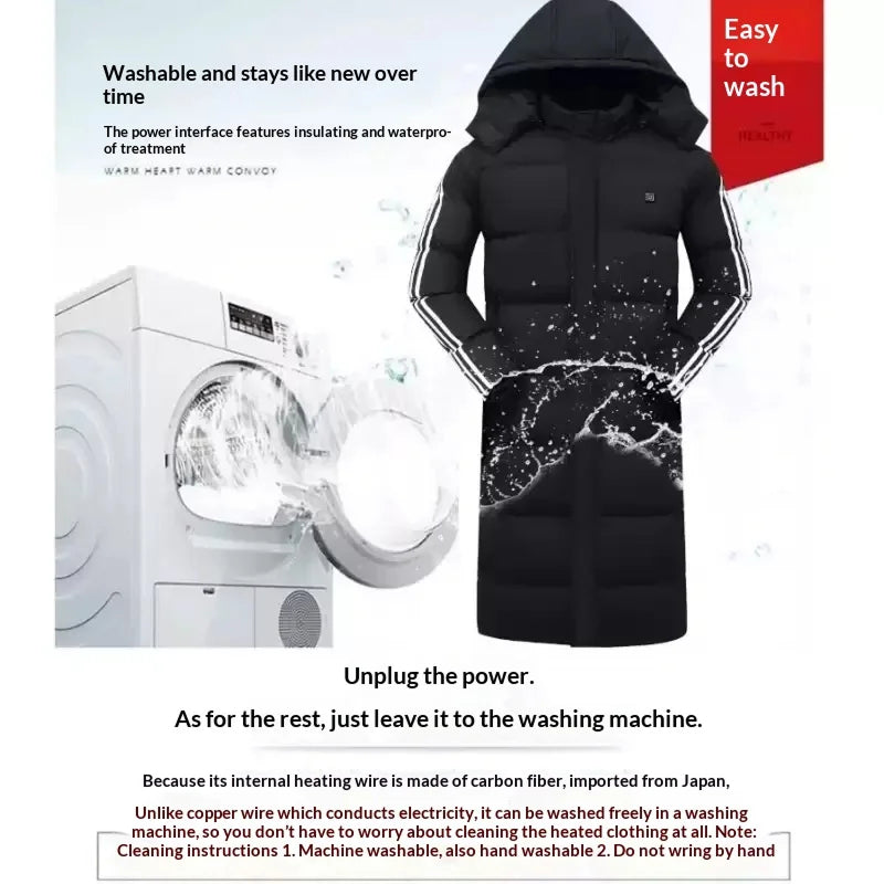 CozyRax Heated Long Coat heating zones
