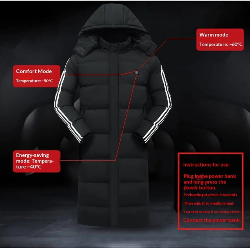 CozyRax Heated Long Coat being worn