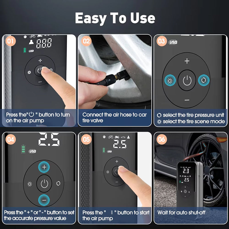 DassoAir Cordless Tyre Inflator digital display